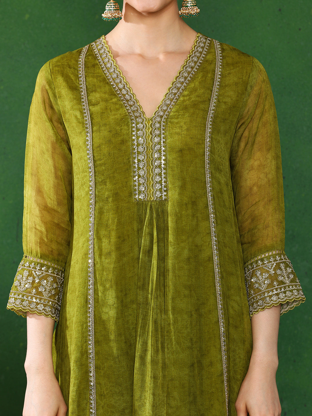 Floral Embroidered A-Line Kurta & Trousers Sets