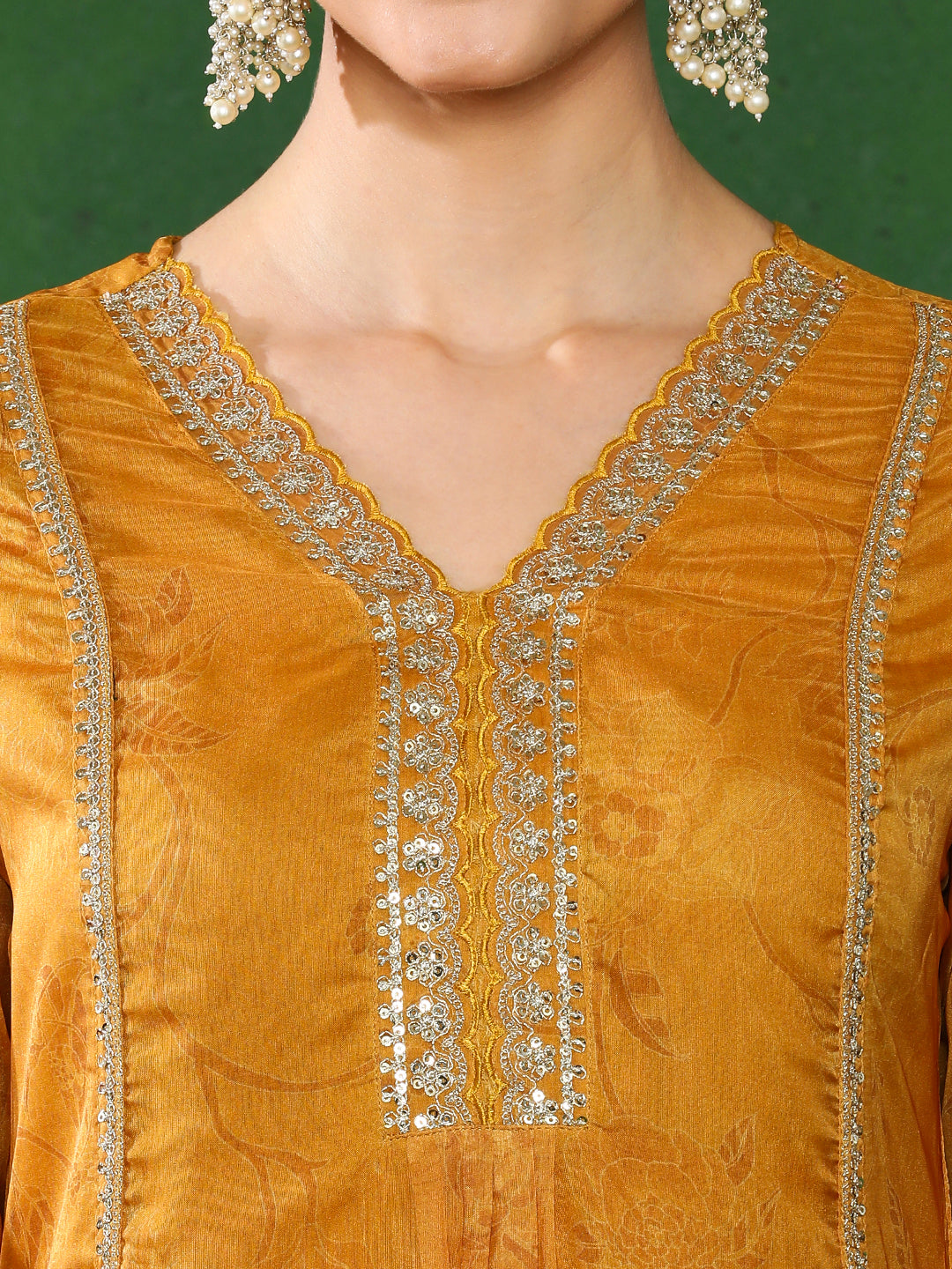 Floral Embroidered A-Line Kurta & Trousers Sets