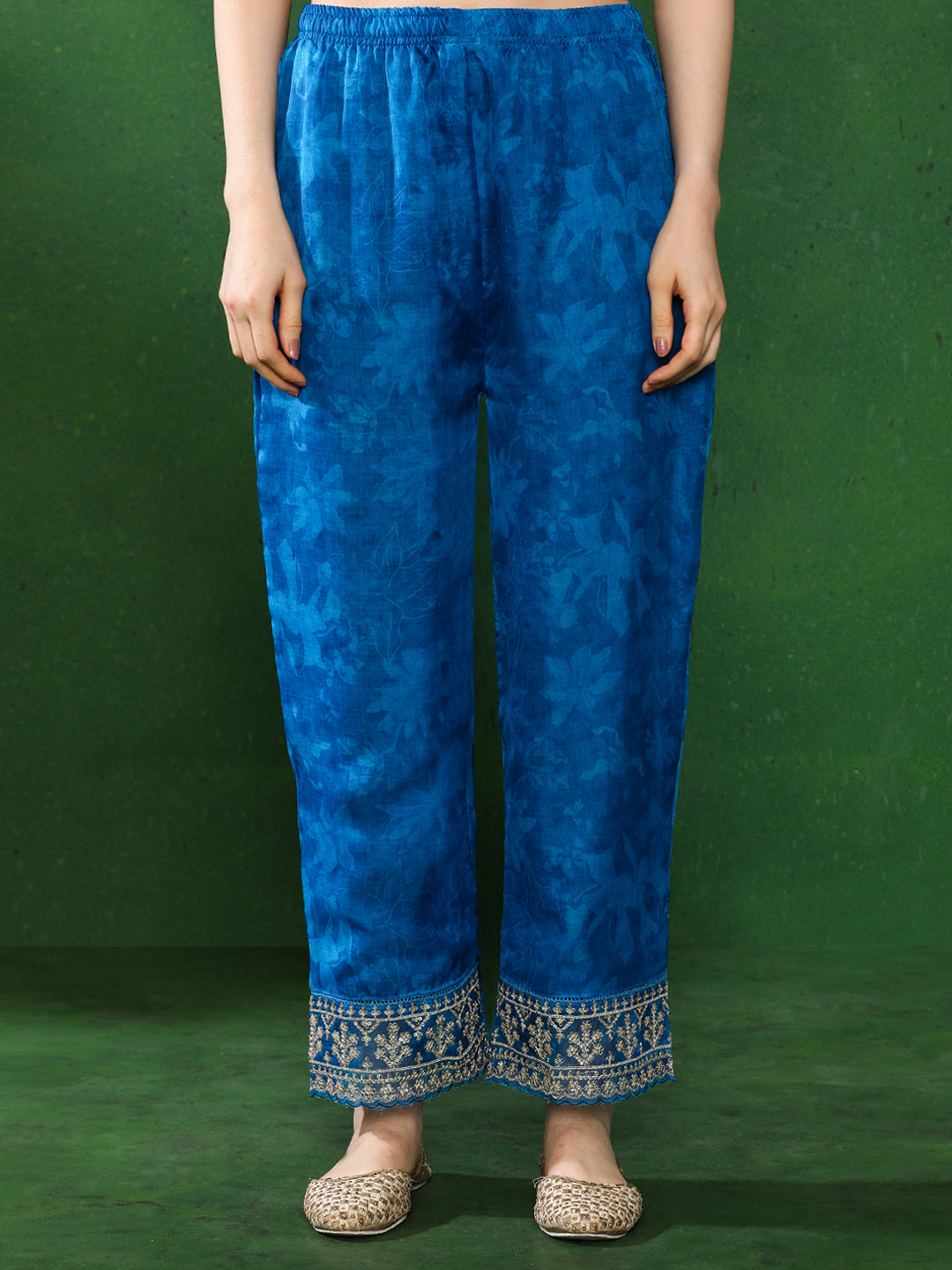 Floral Embroidered A-Line Kurta & Trousers Sets