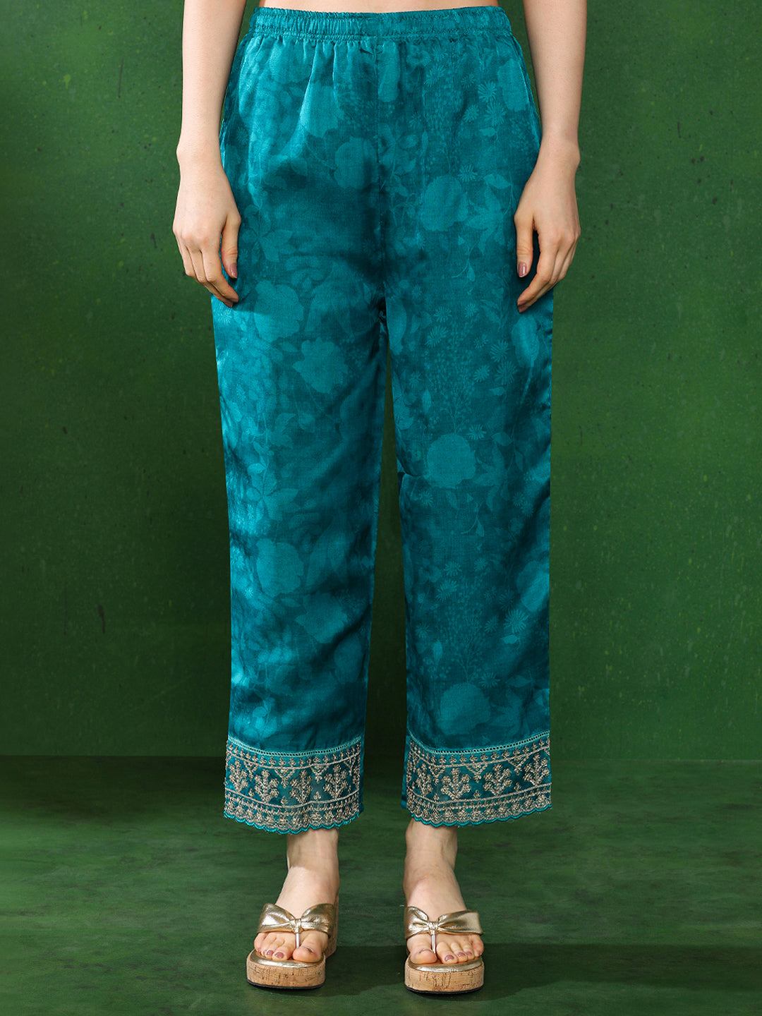Floral Embroidered A-Line Kurta & Trousers Sets