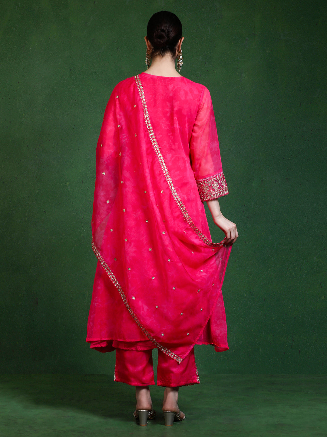 Floral Embroidered A-Line Kurta & Trousers Sets