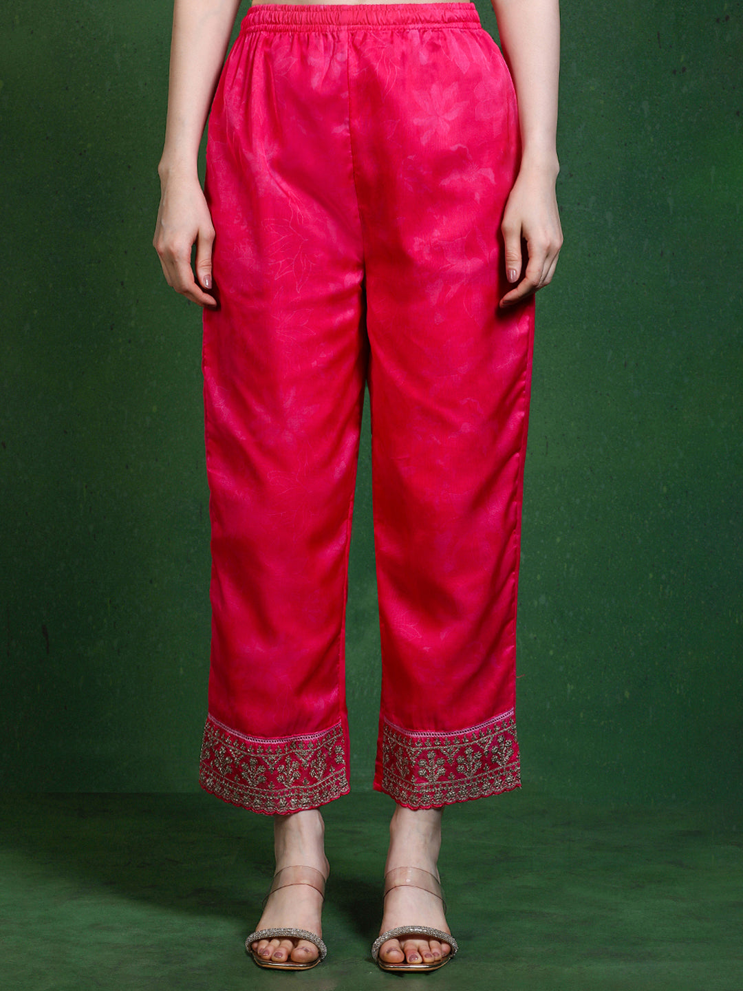 Floral Embroidered A-Line Kurta & Trousers Sets