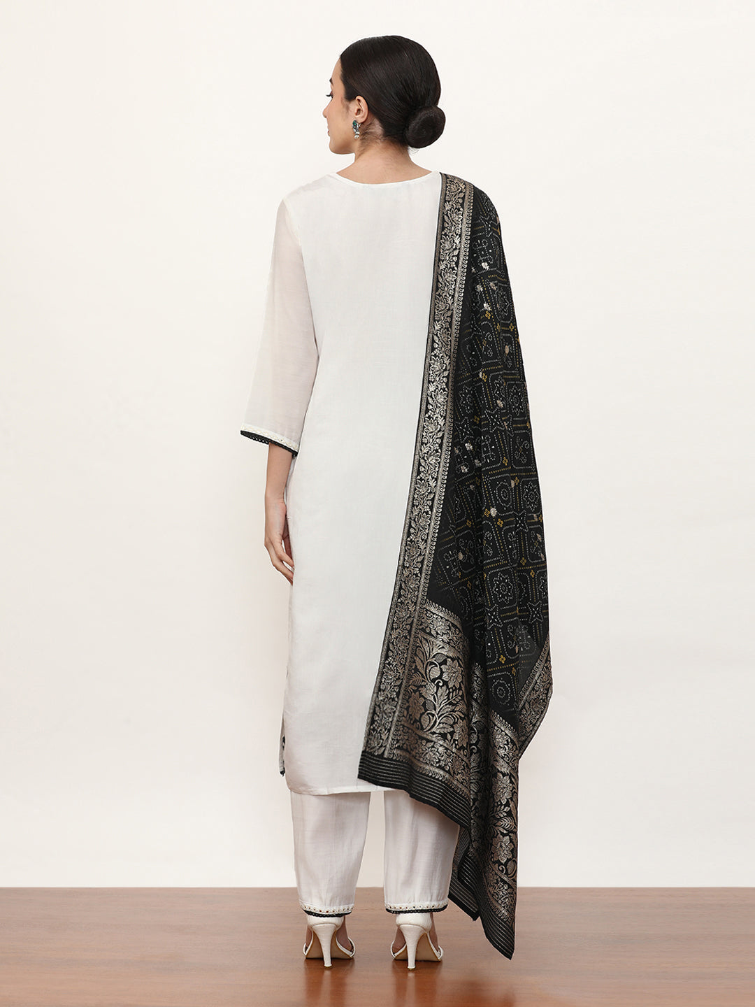 Embroidered Pure Silk Solid Kurta Sets With Dupatta
