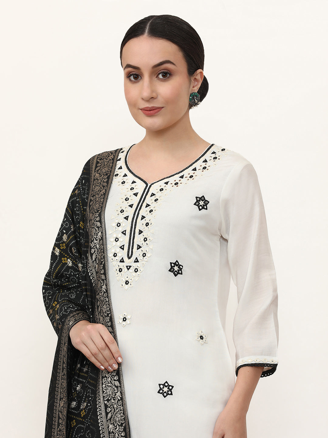 Embroidered Pure Silk Solid Kurta Sets With Dupatta