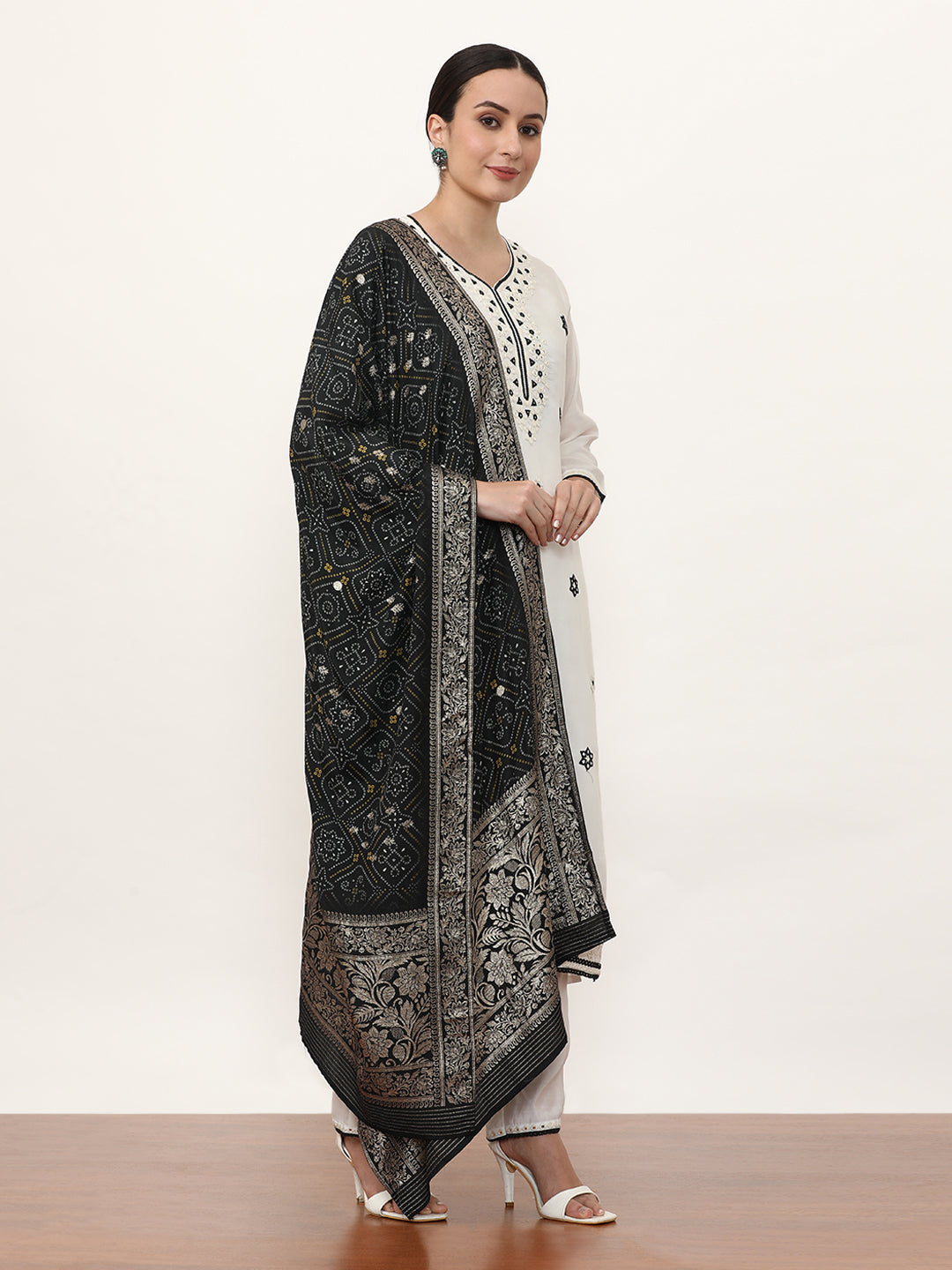 Embroidered Pure Silk Solid Kurta Sets With Dupatta