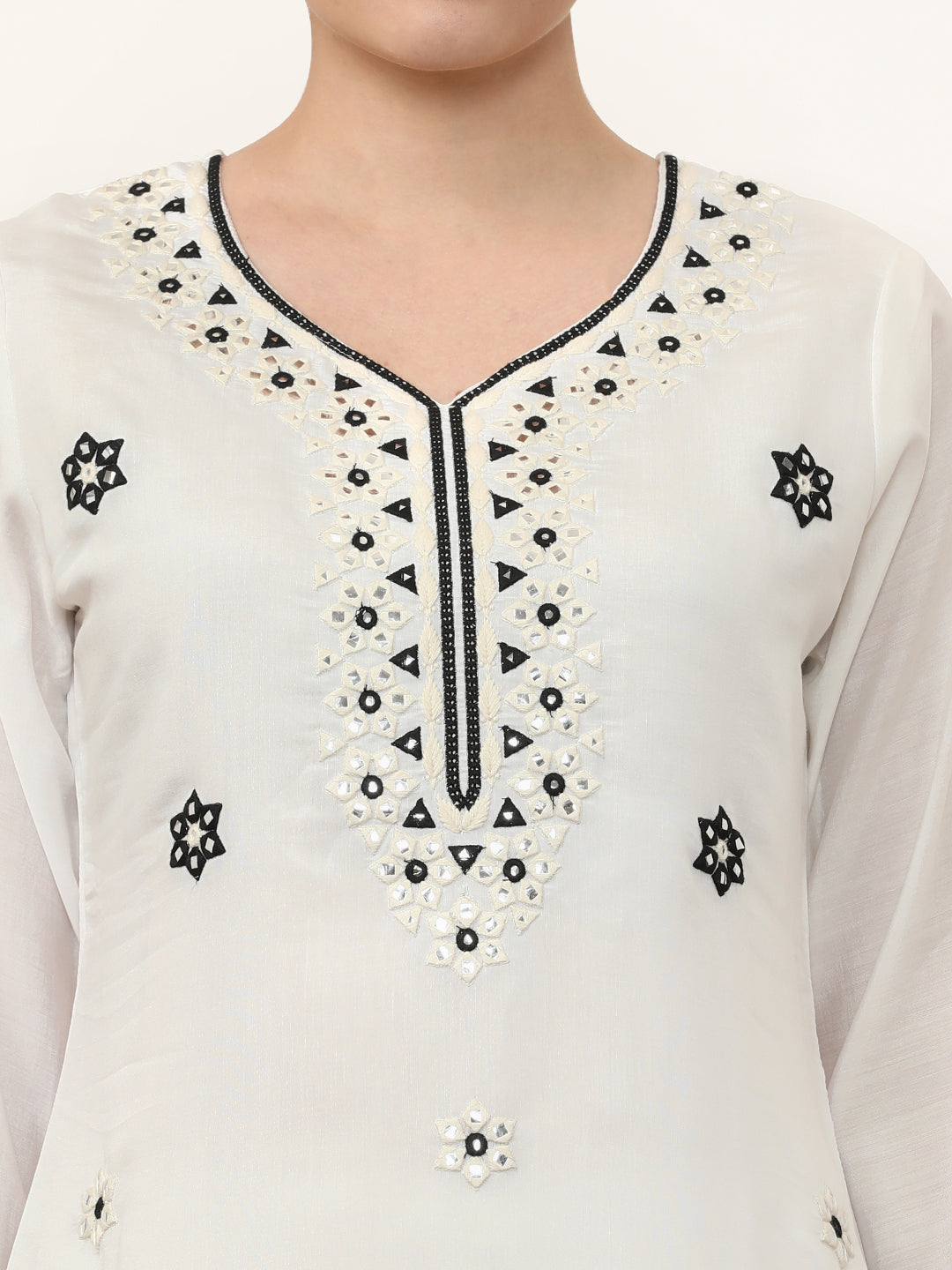 Embroidered Pure Silk Solid Kurta Sets With Dupatta