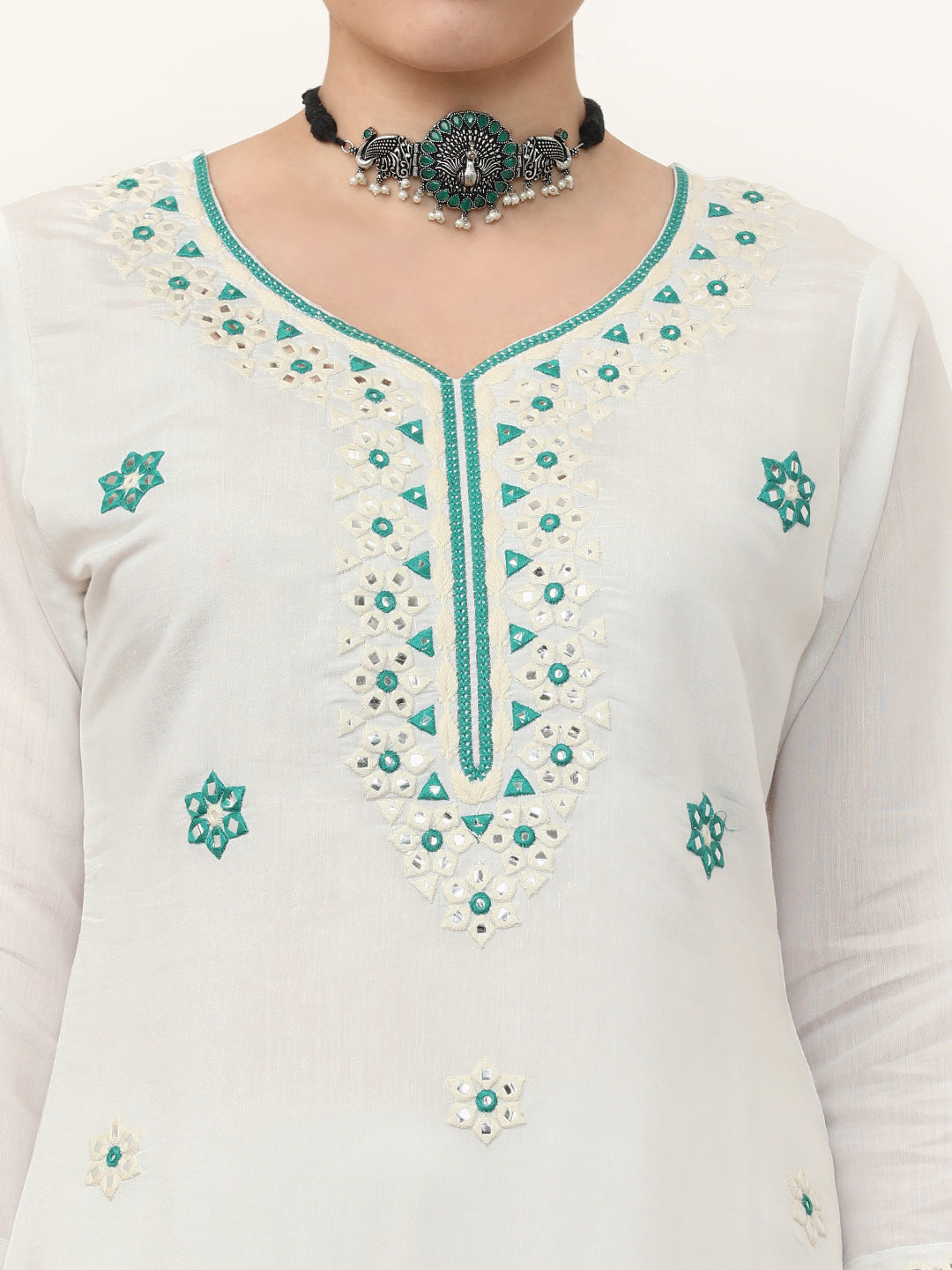 Embroidered Pure Silk Solid Kurta Sets With Dupatta