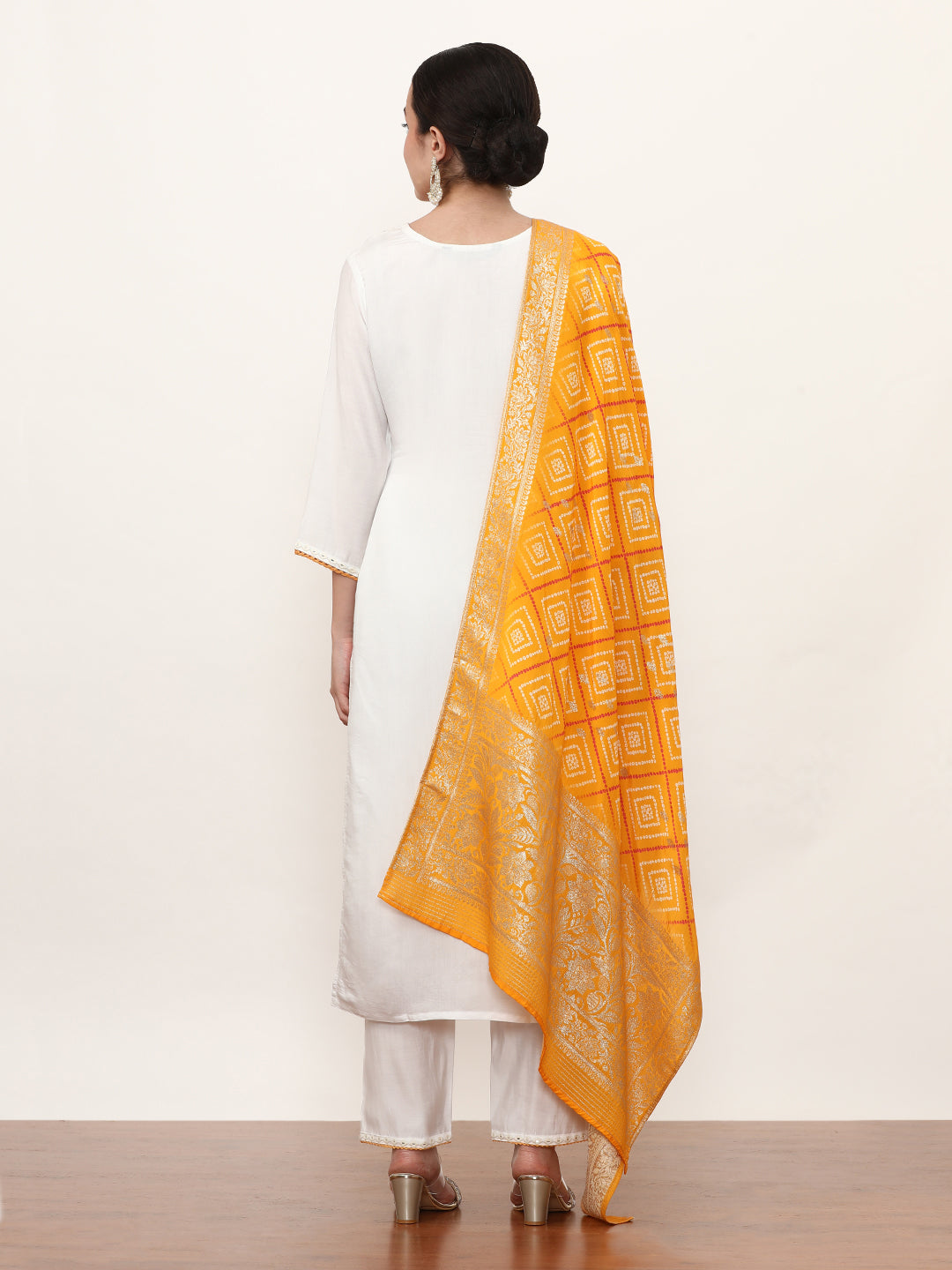 Embroidered Pure Silk Solid Kurta Sets With Dupatta