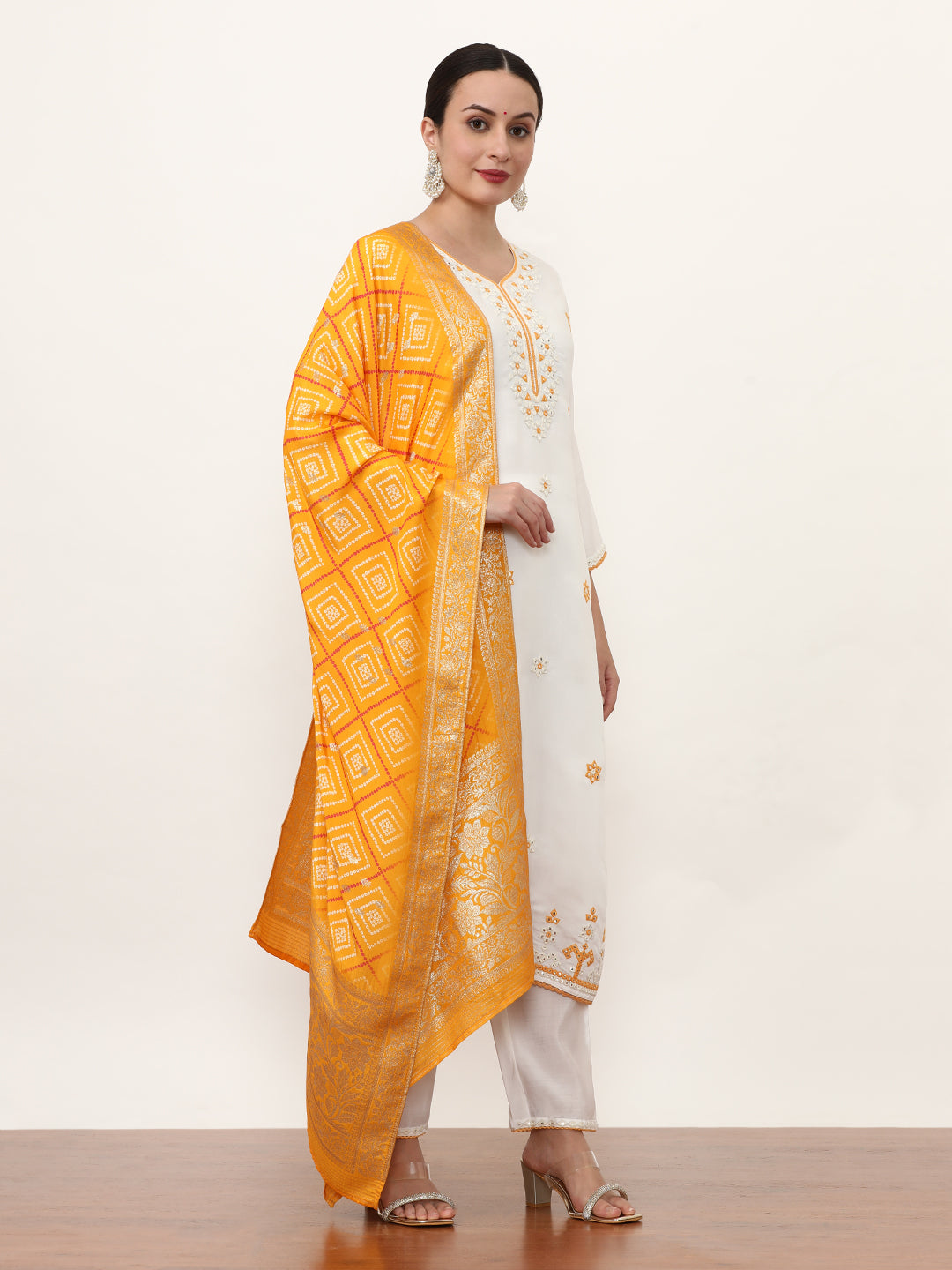Embroidered Pure Silk Solid Kurta Sets With Dupatta