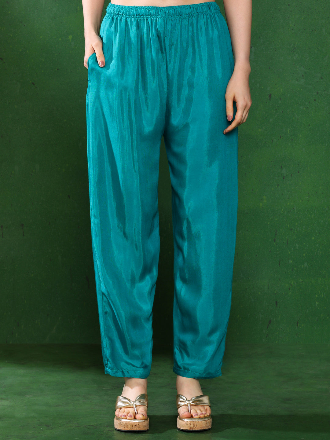 Floral Embroidered A-Line Pure Cotton Kurta & Trousers Sets