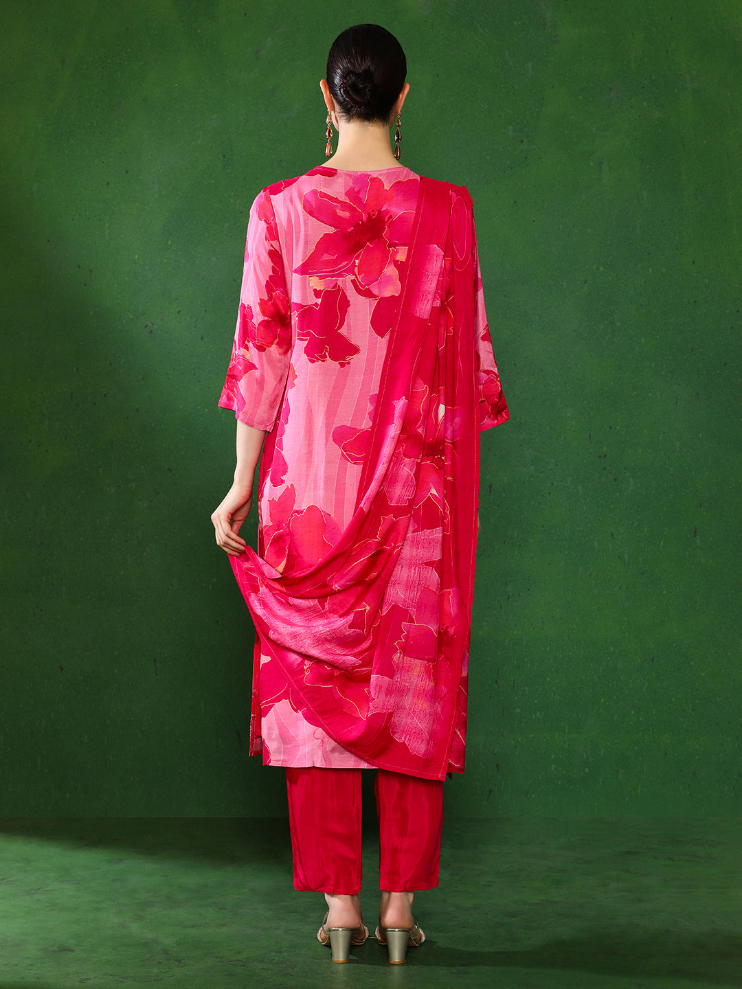 Floral Embroidered A-Line Pure Cotton Kurta & Trousers Sets