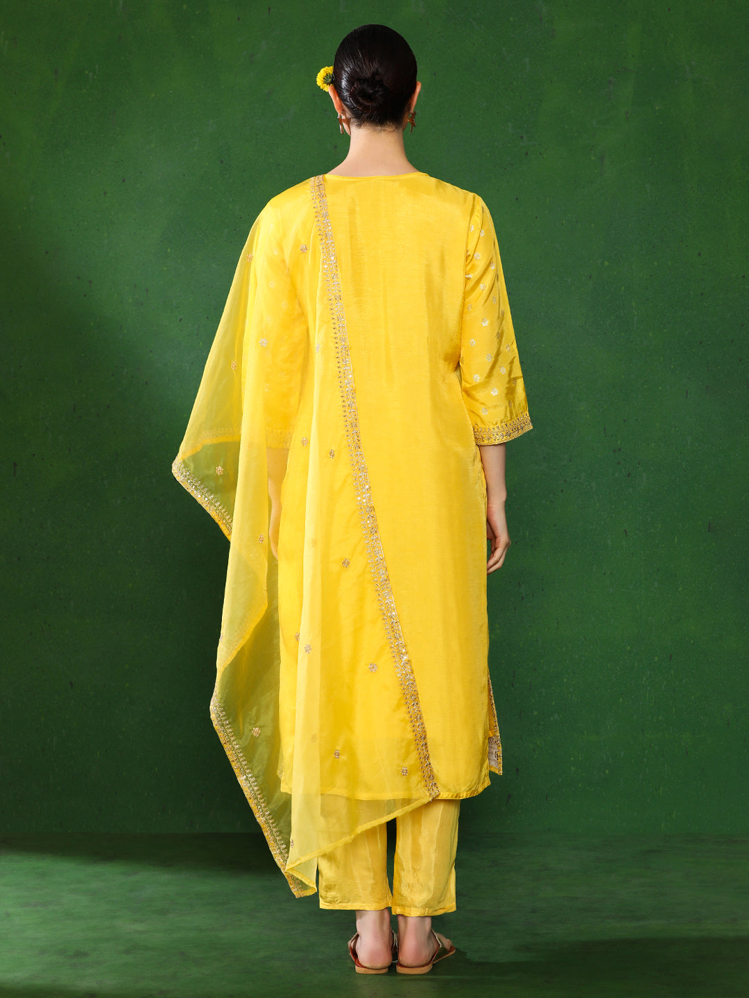 Floral Embroidered A-Line Kurta & Trousers Sets