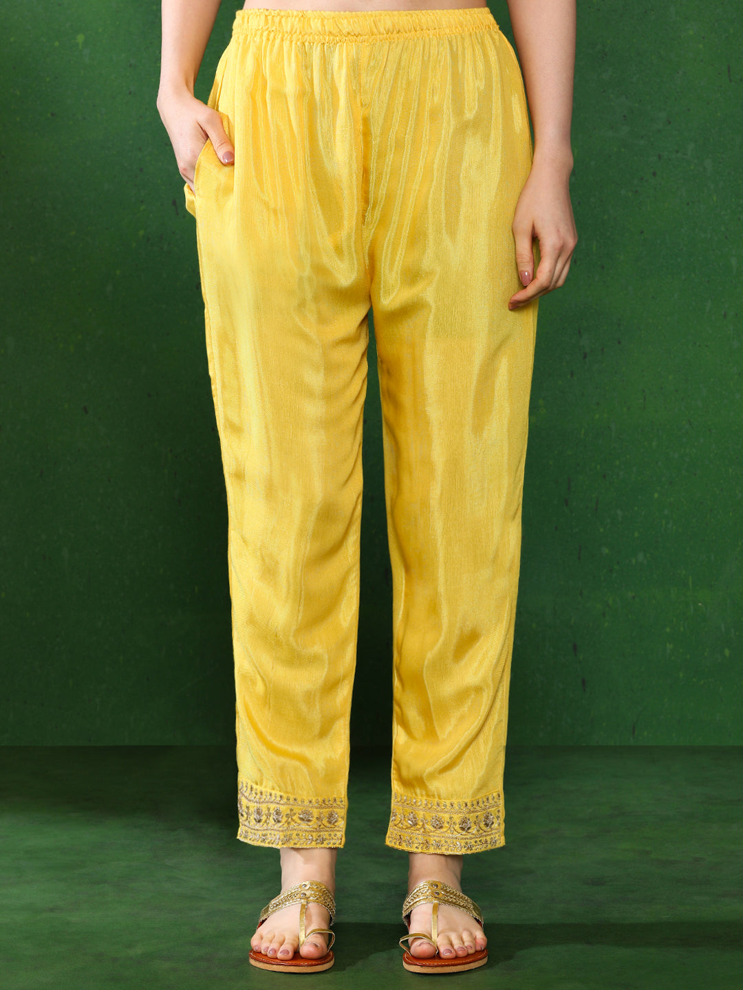 Floral Embroidered A-Line Kurta & Trousers Sets