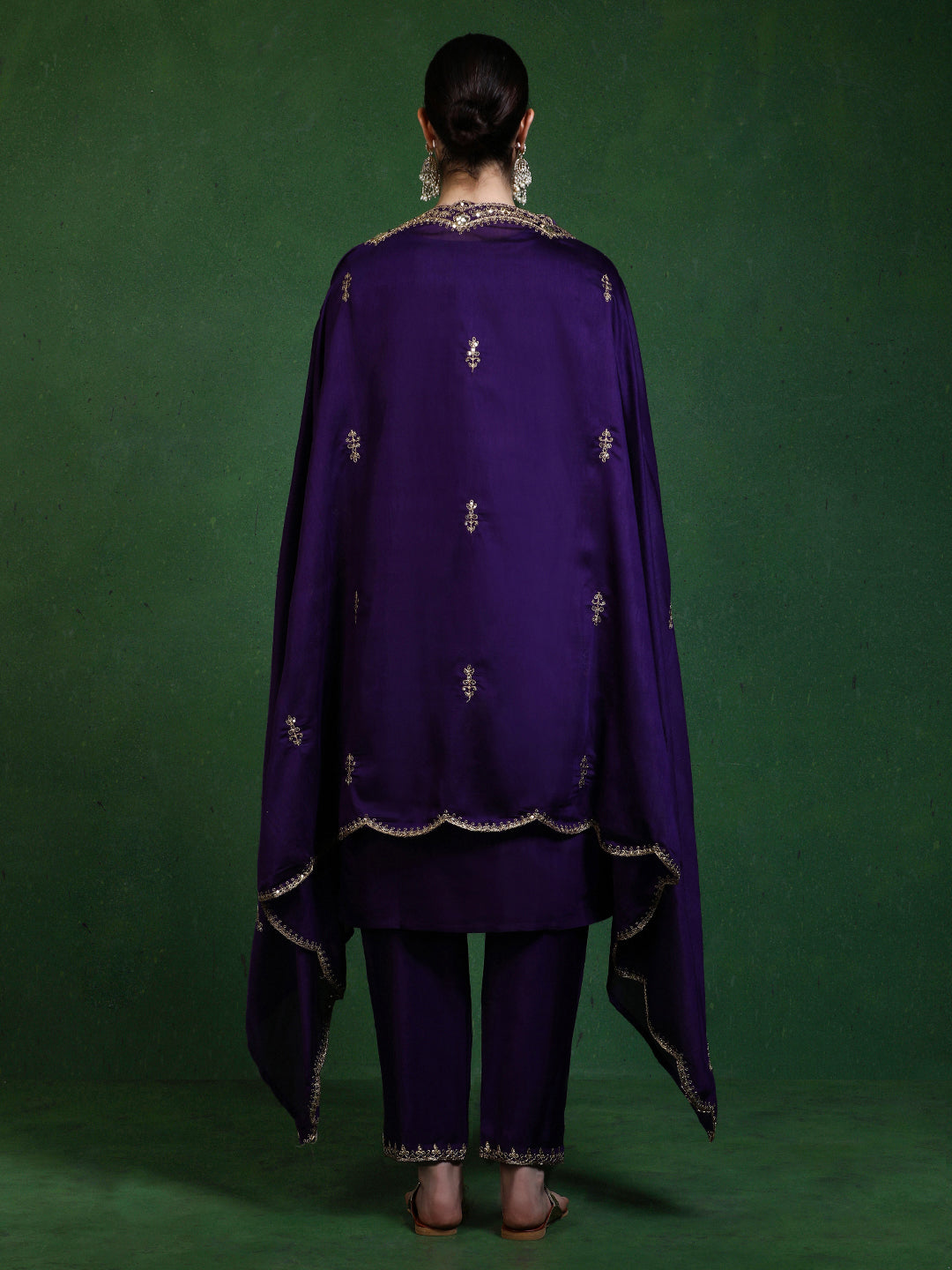 Floral Embroidered Straight Kurta & Trousers Sets