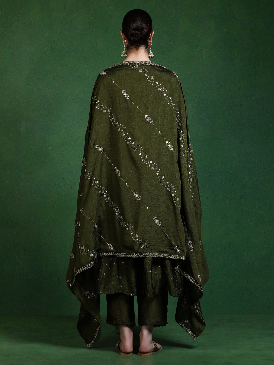 Floral Embroidered A-Line Kurta & Trousers Sets