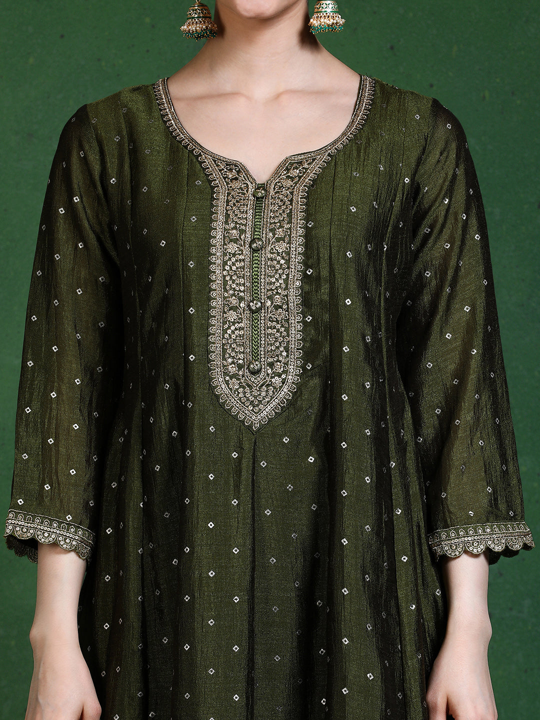 Floral Embroidered A-Line Kurta & Trousers Sets