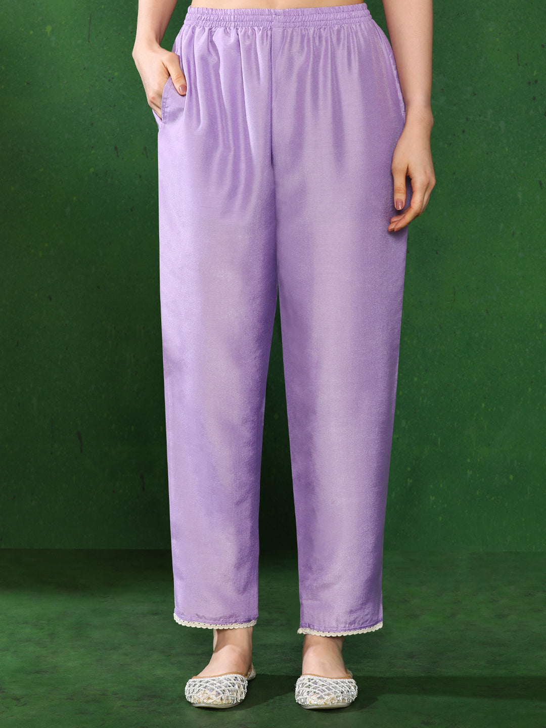 Floral Embroidered A-Line Kurta & Trousers Sets