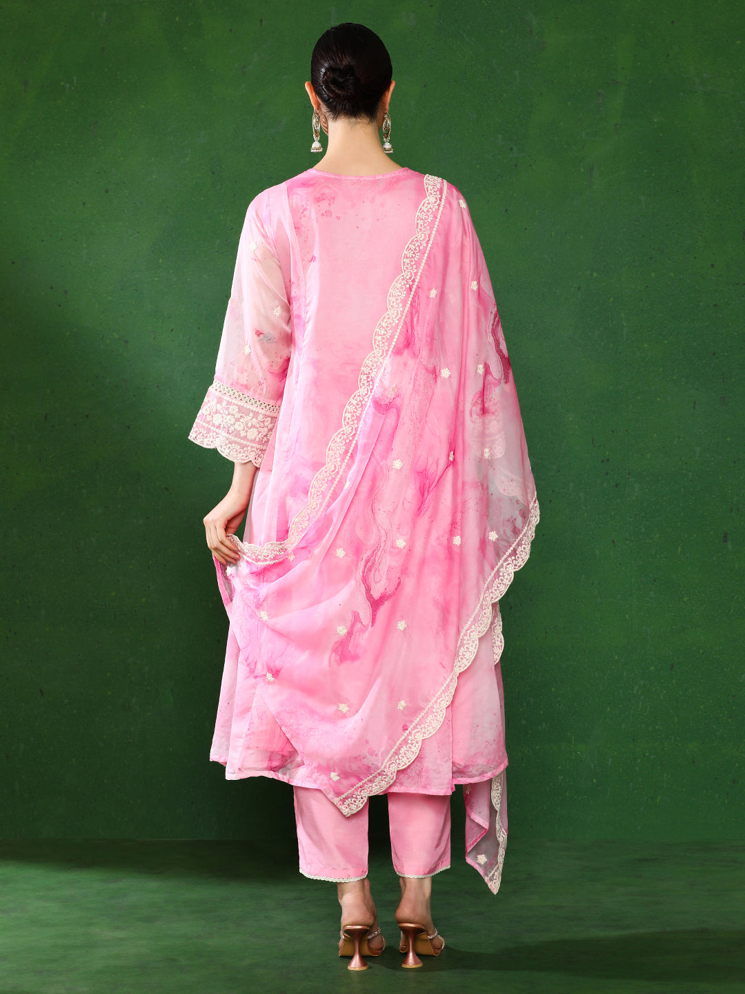 Floral Embroidered A-Line Kurta & Trousers Sets