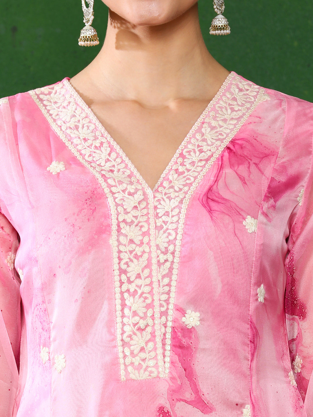 Floral Embroidered A-Line Kurta & Trousers Sets