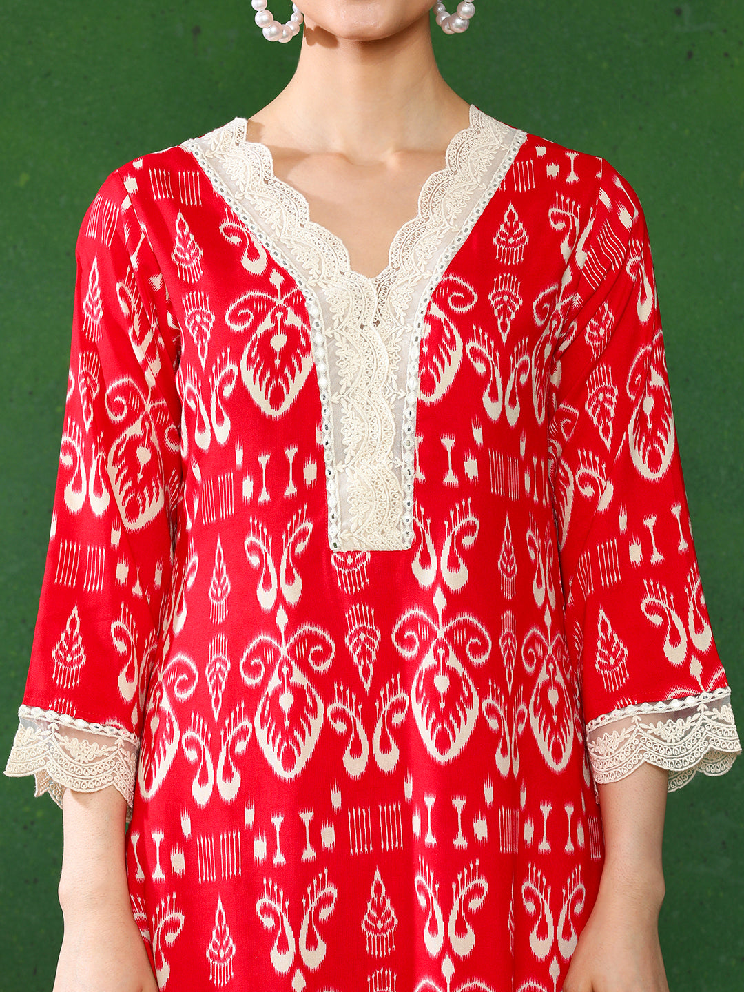 Floral Embroidered Straight Kurta & Trousers Sets