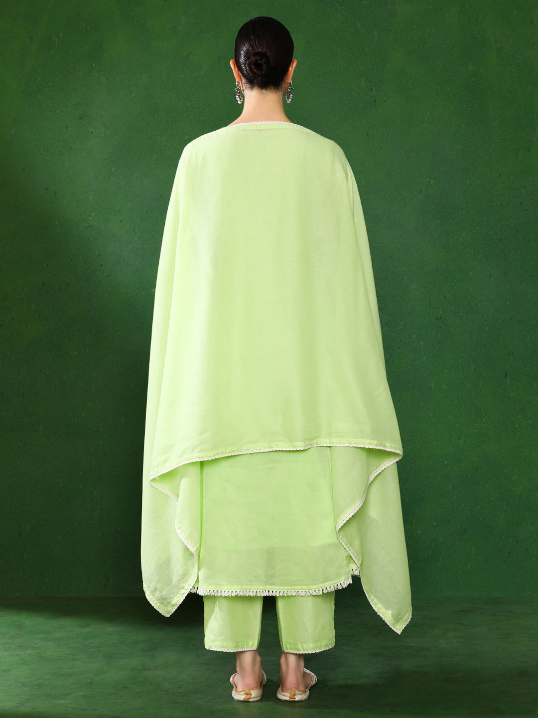 Floral Embroidered A-Line Pure Cotton Kurta & Trousers Sets