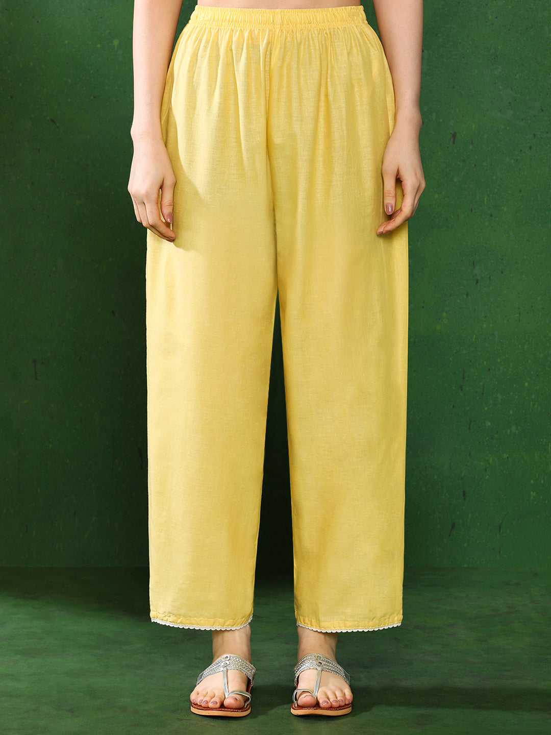 Floral Embroidered A-Line Pure Cotton Kurta & Trousers Sets