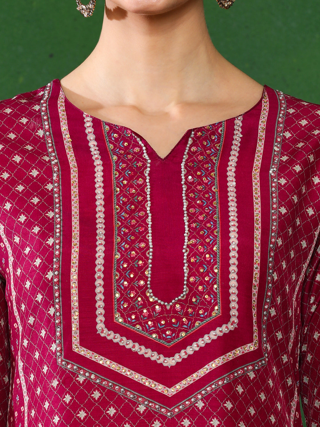 Floral Embroidered A-Line Kurta & Trousers Sets