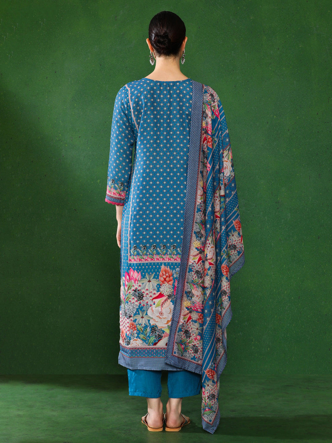Floral Embroidered A-Line Kurta & Trousers Sets