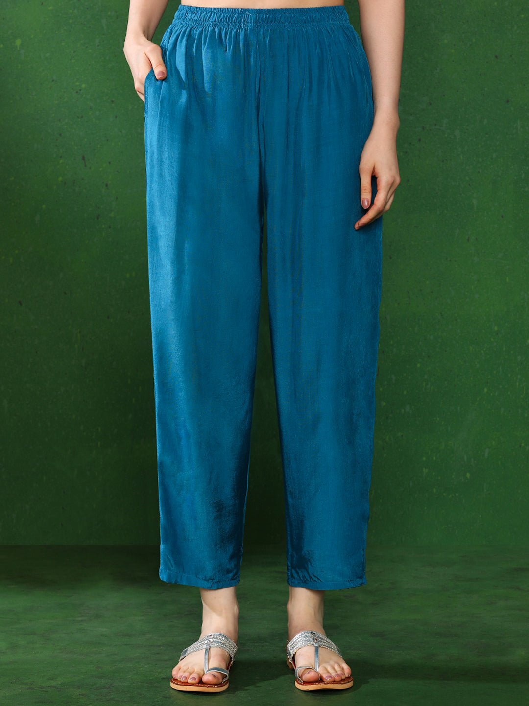 Floral Embroidered A-Line Kurta & Trousers Sets