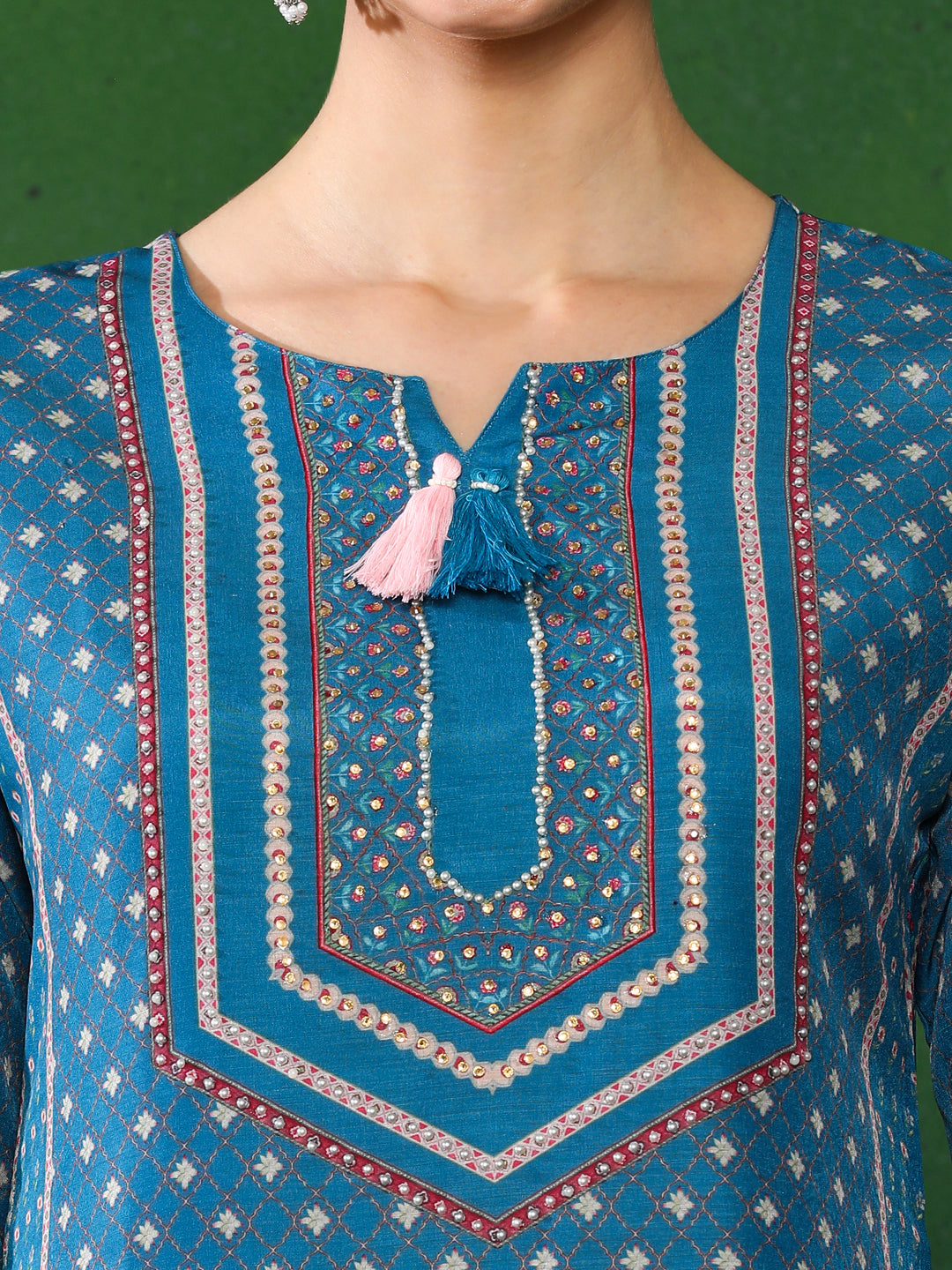 Floral Embroidered A-Line Kurta & Trousers Sets