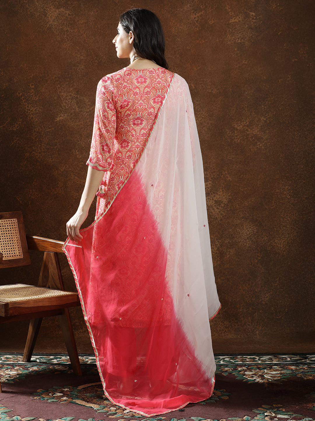 Floral Embroidered A-Line Kurta & Trousers Sets