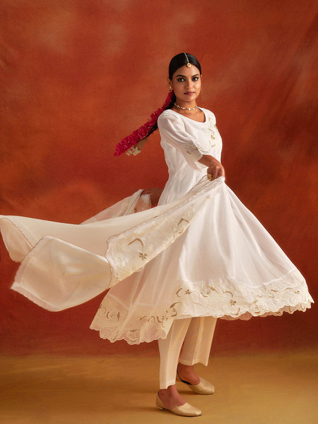 Patchwork Embroidered Festive Anarkali Kurta Set With Dupatta