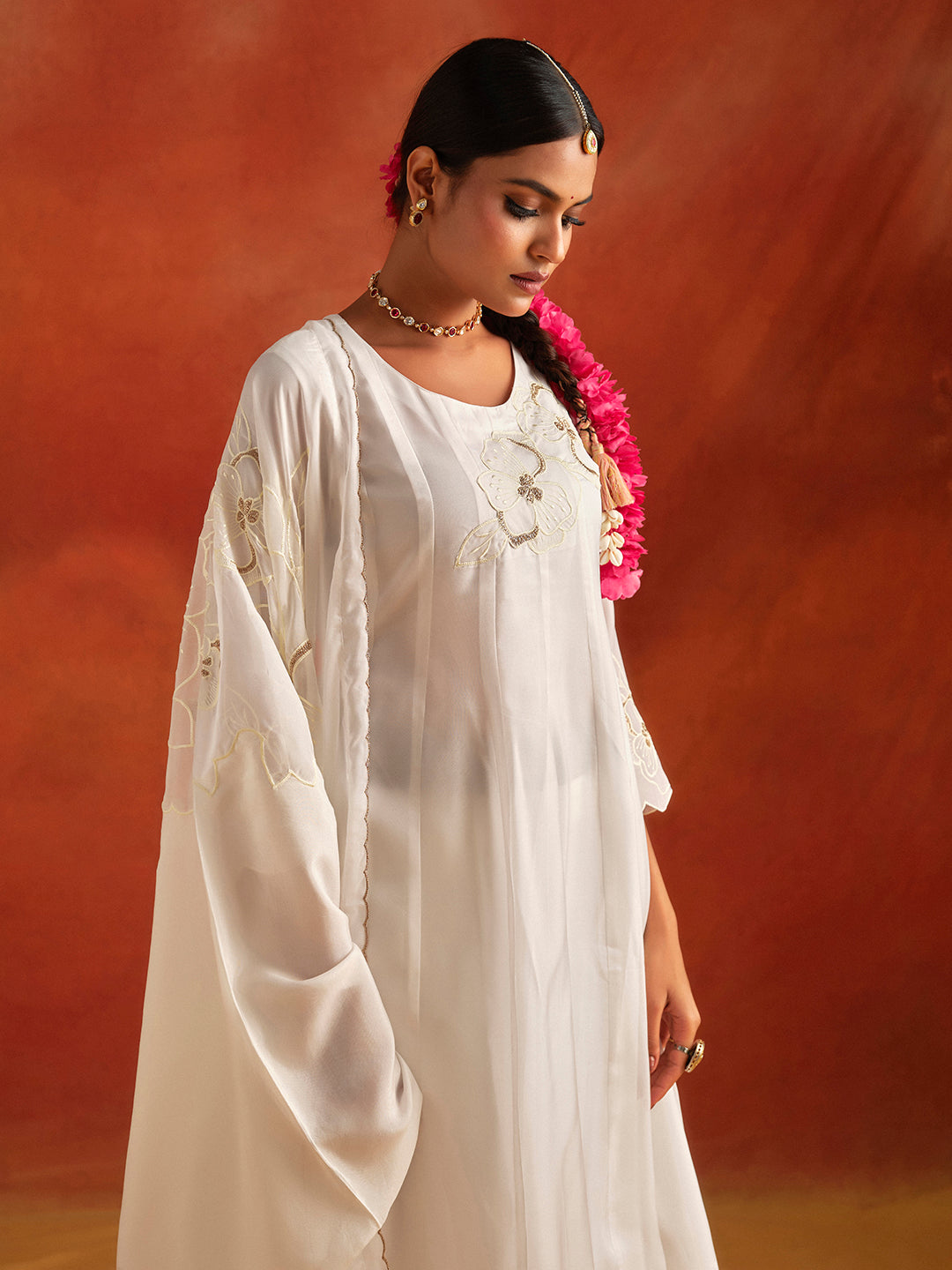 Patchwork Embroidered Festive Anarkali Kurta Set With Dupatta