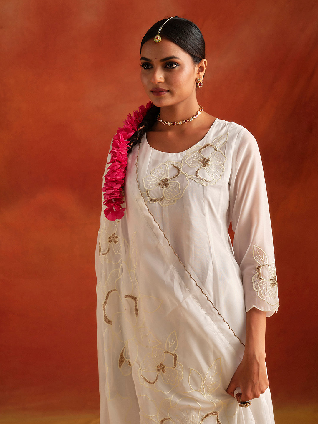 Patchwork Embroidered Festive Anarkali Kurta Set With Dupatta