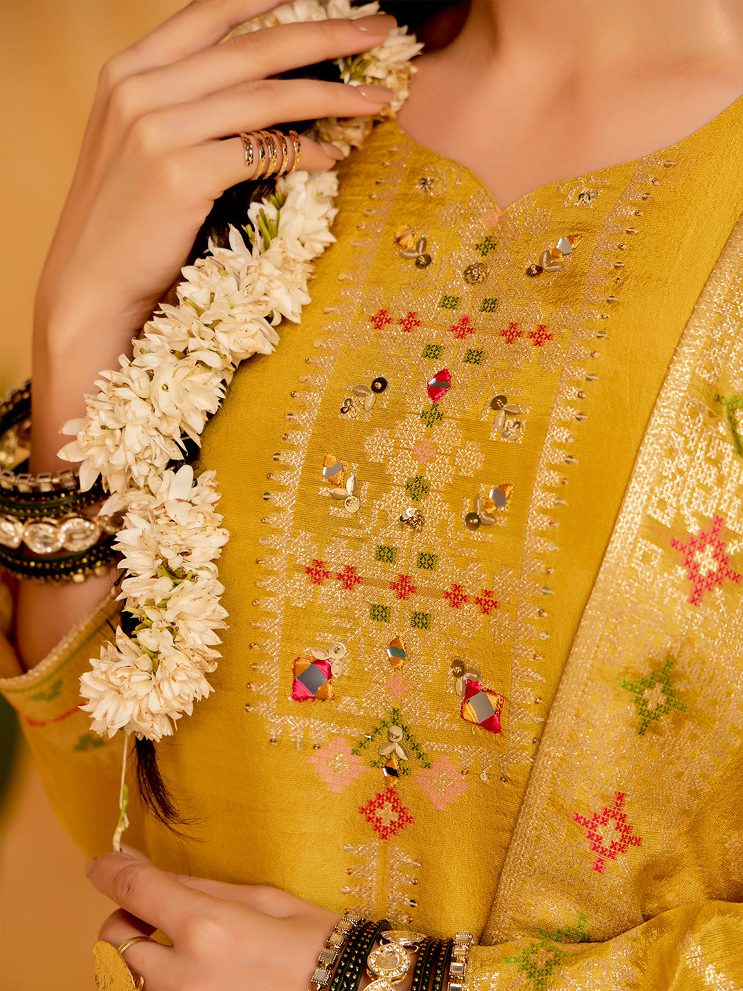 Floral Embroidered Straight Organza Kurta & Trousers Sets