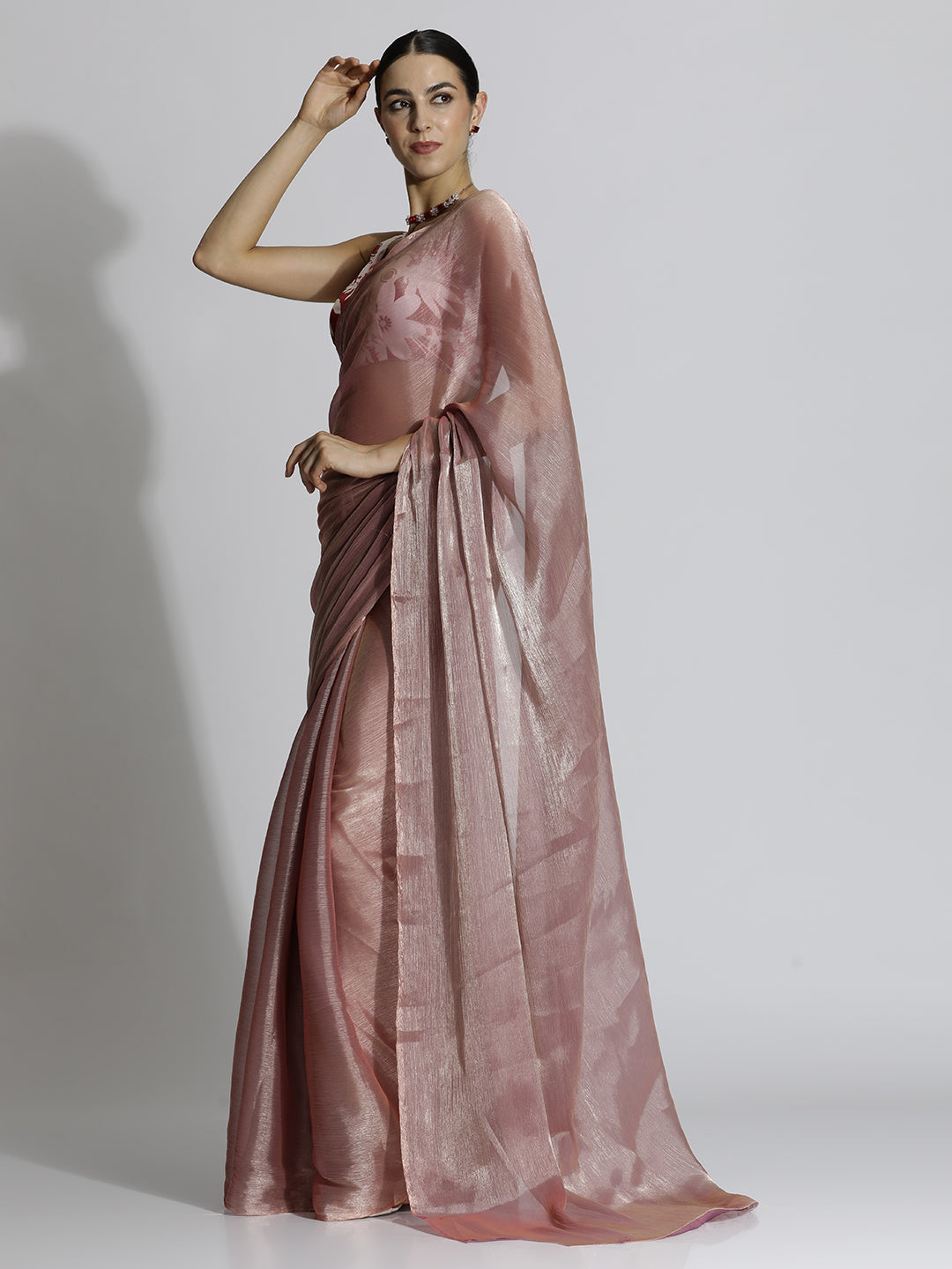 Black Festive Tissue Solid Saree