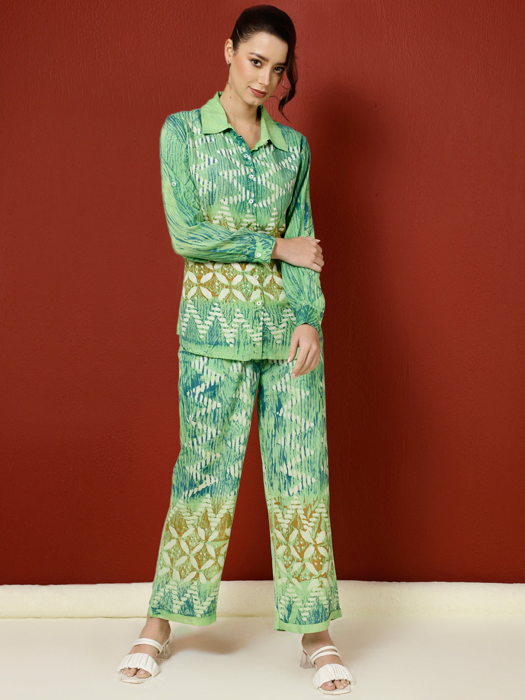 Hand Tie-Dye Bagru Printed Office Co-ord Set