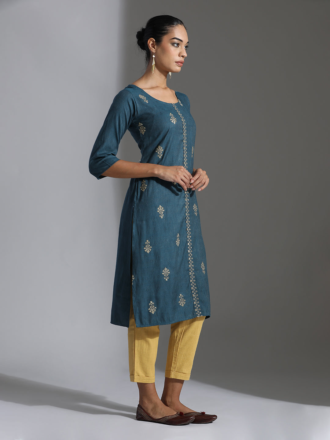 Woven Design Festive Straight Kurta