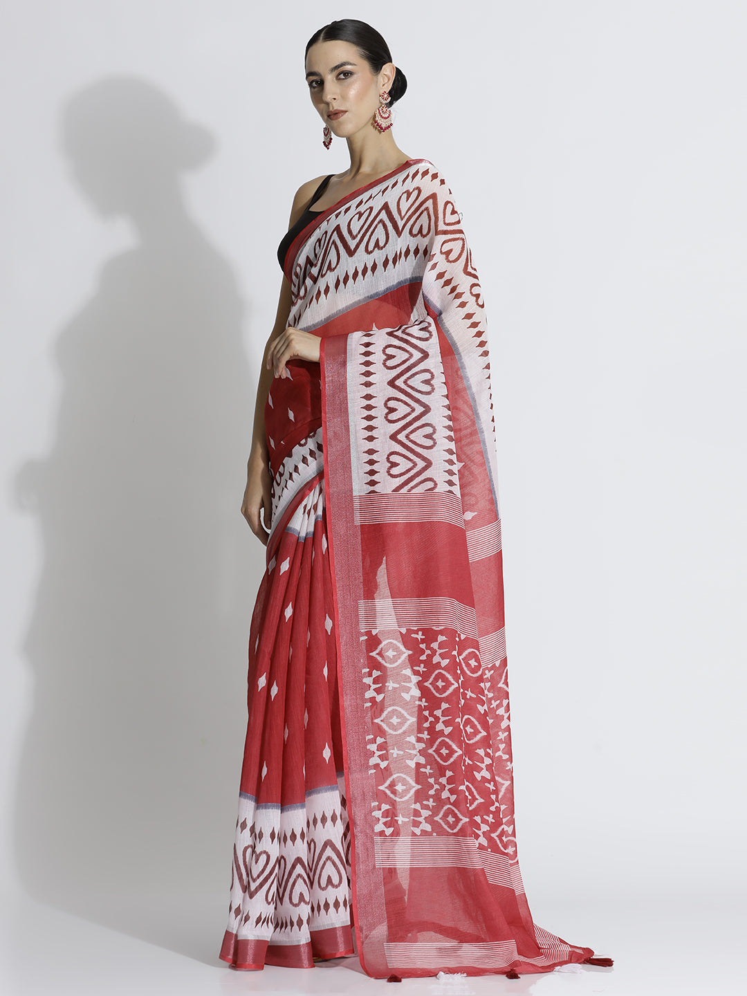 Ethnic Printed Daily Wear Pure Linen Saree
