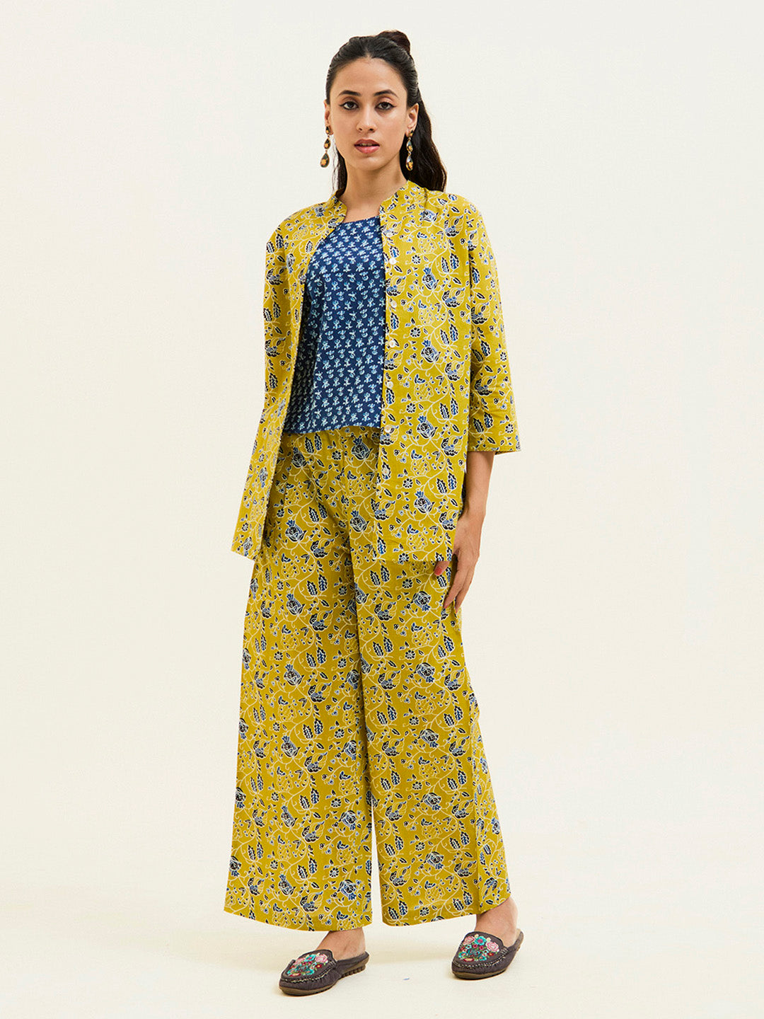 Mustard Handblock Printed Cotton Co-ord Set