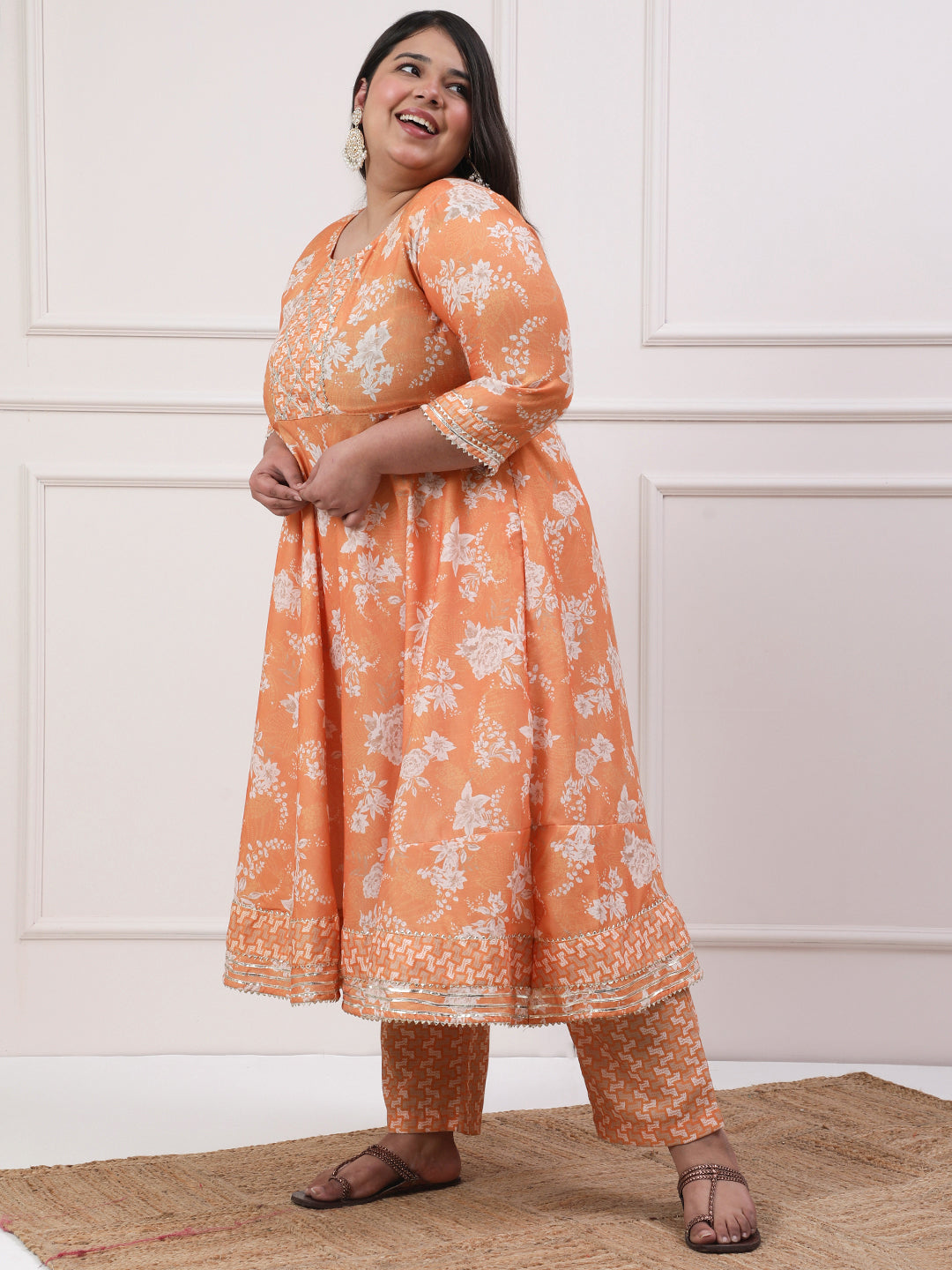 Plus Size Floral Printed And Gotta Work Suit Set