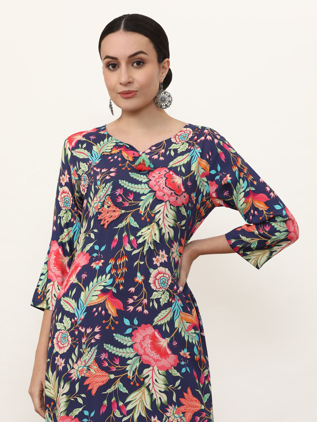Embroidered Straight Floral Kurta