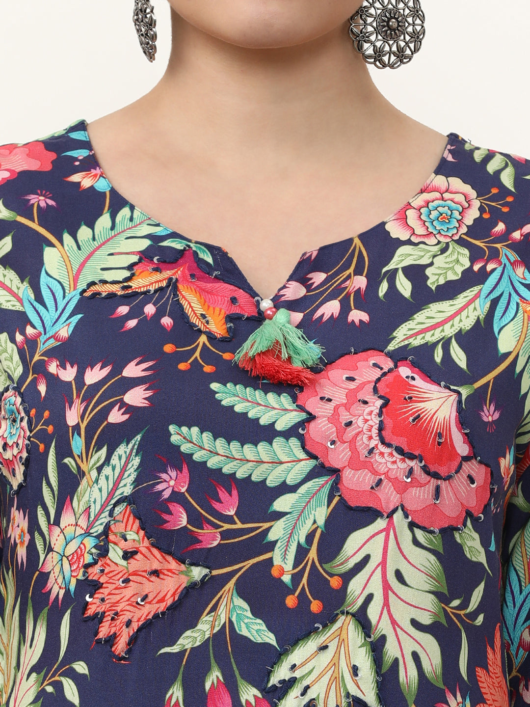 Embroidered Straight Floral Kurta