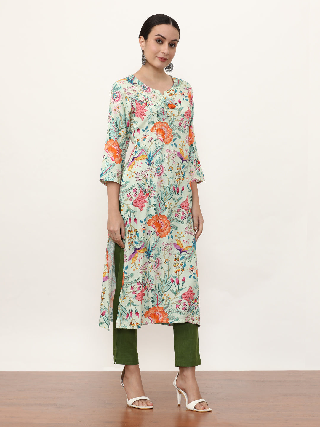 Embroidered Straight Floral Kurta
