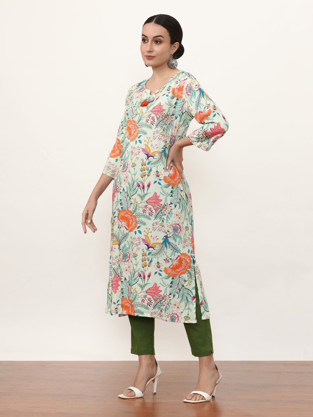 Embroidered Straight Floral Kurta