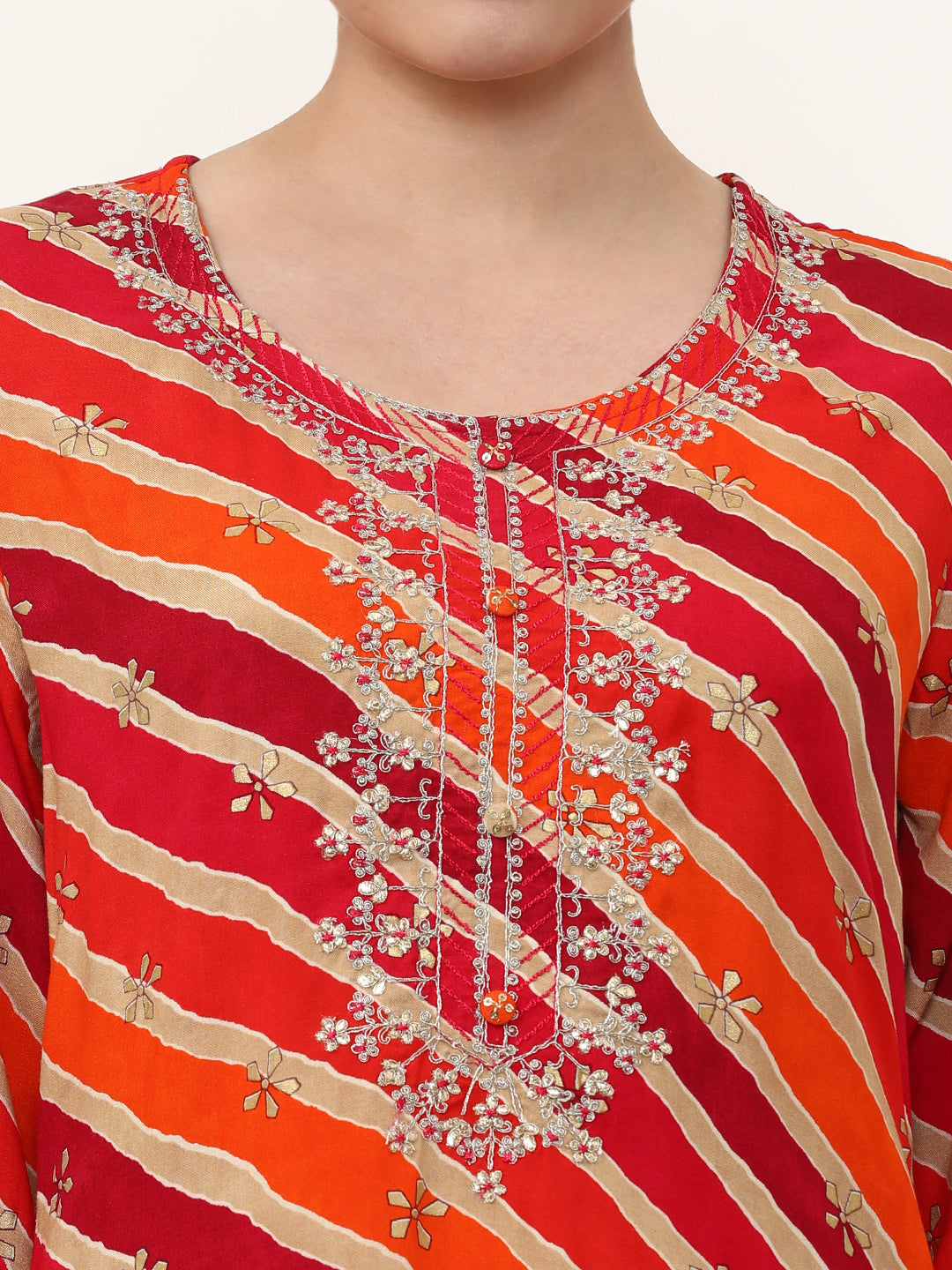 Embroidered Straight Striped Kurta