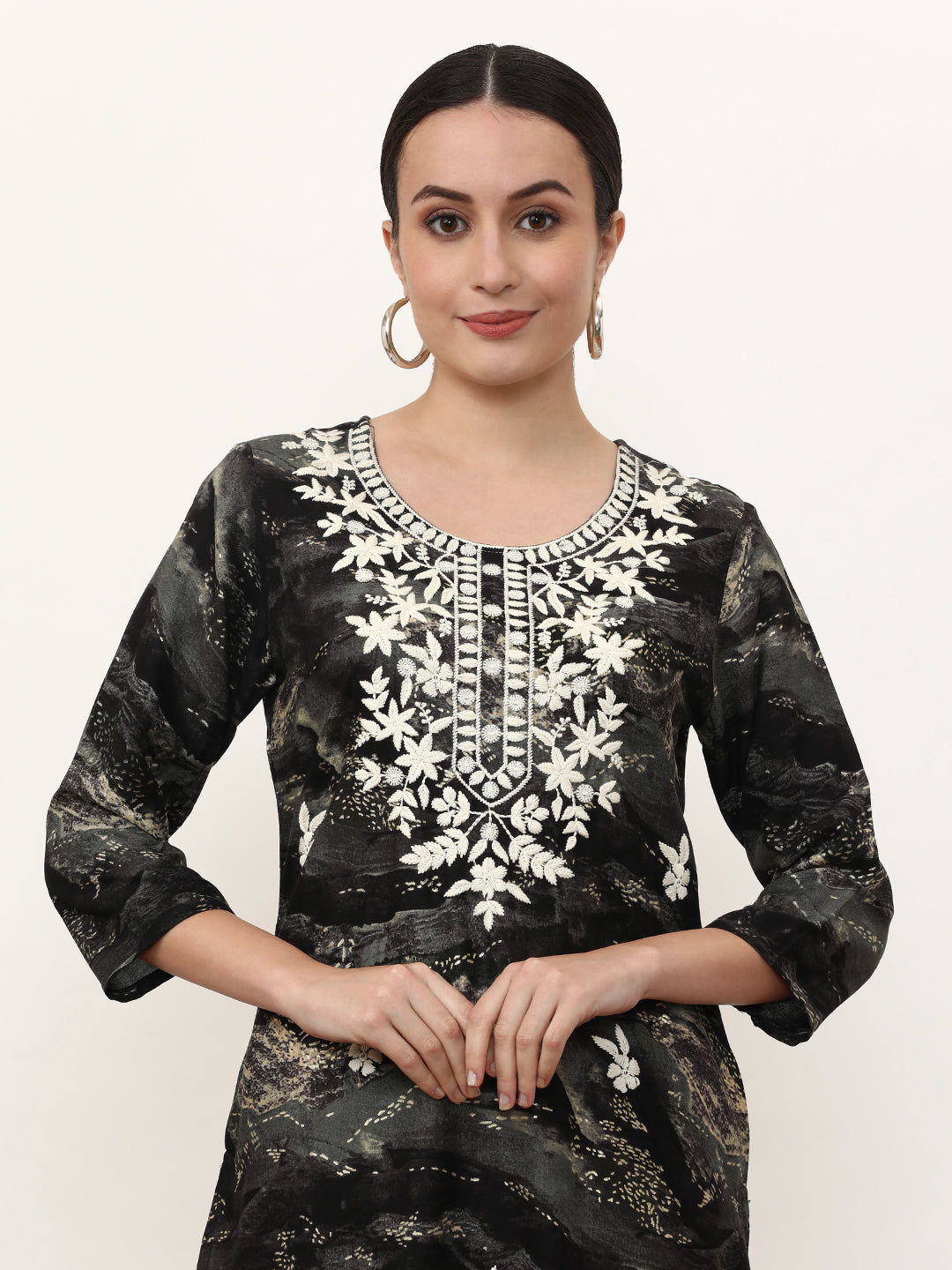 Embroidered Straight Floral Kurta