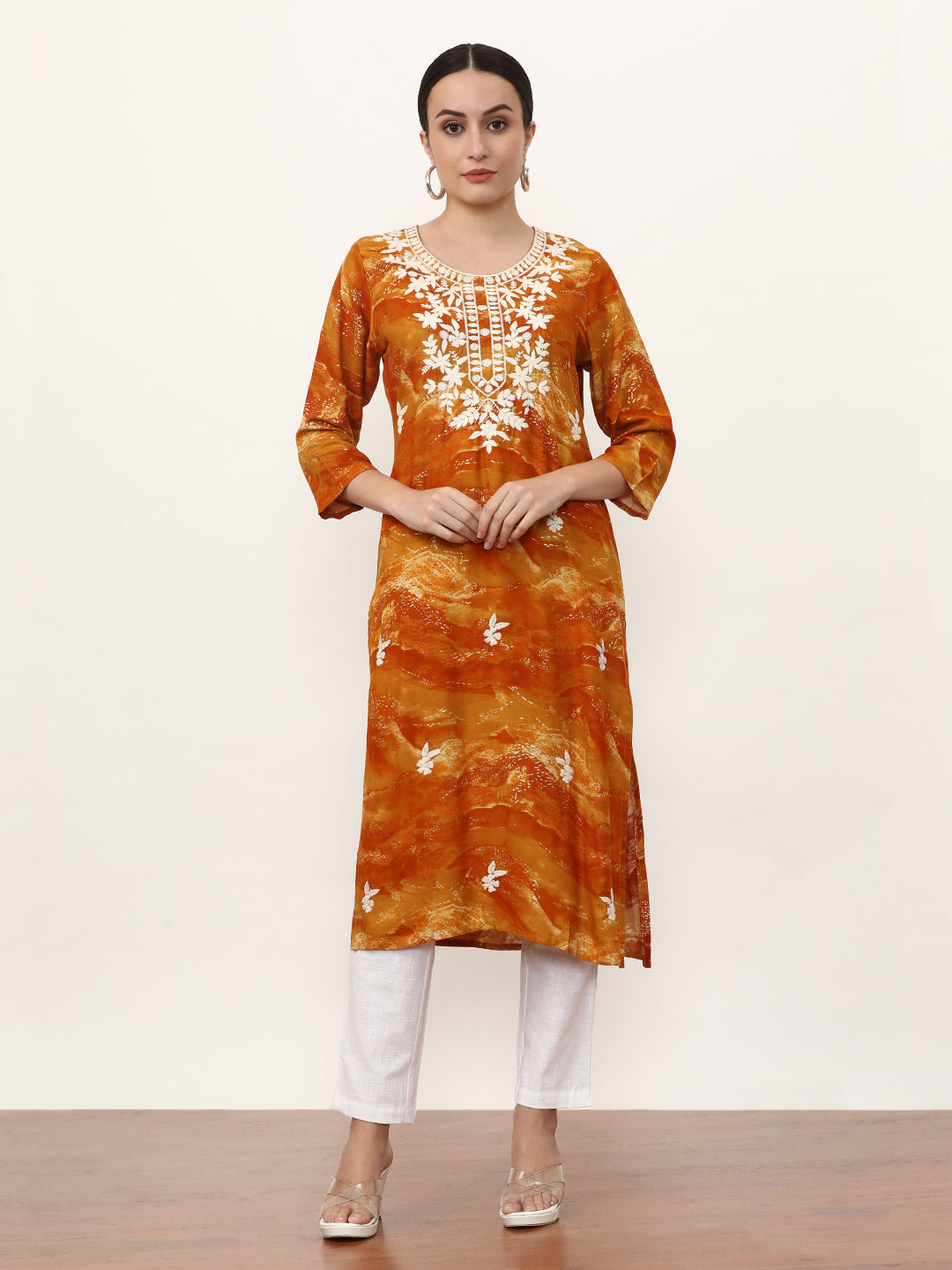 Embroidered Straight Floral Kurta