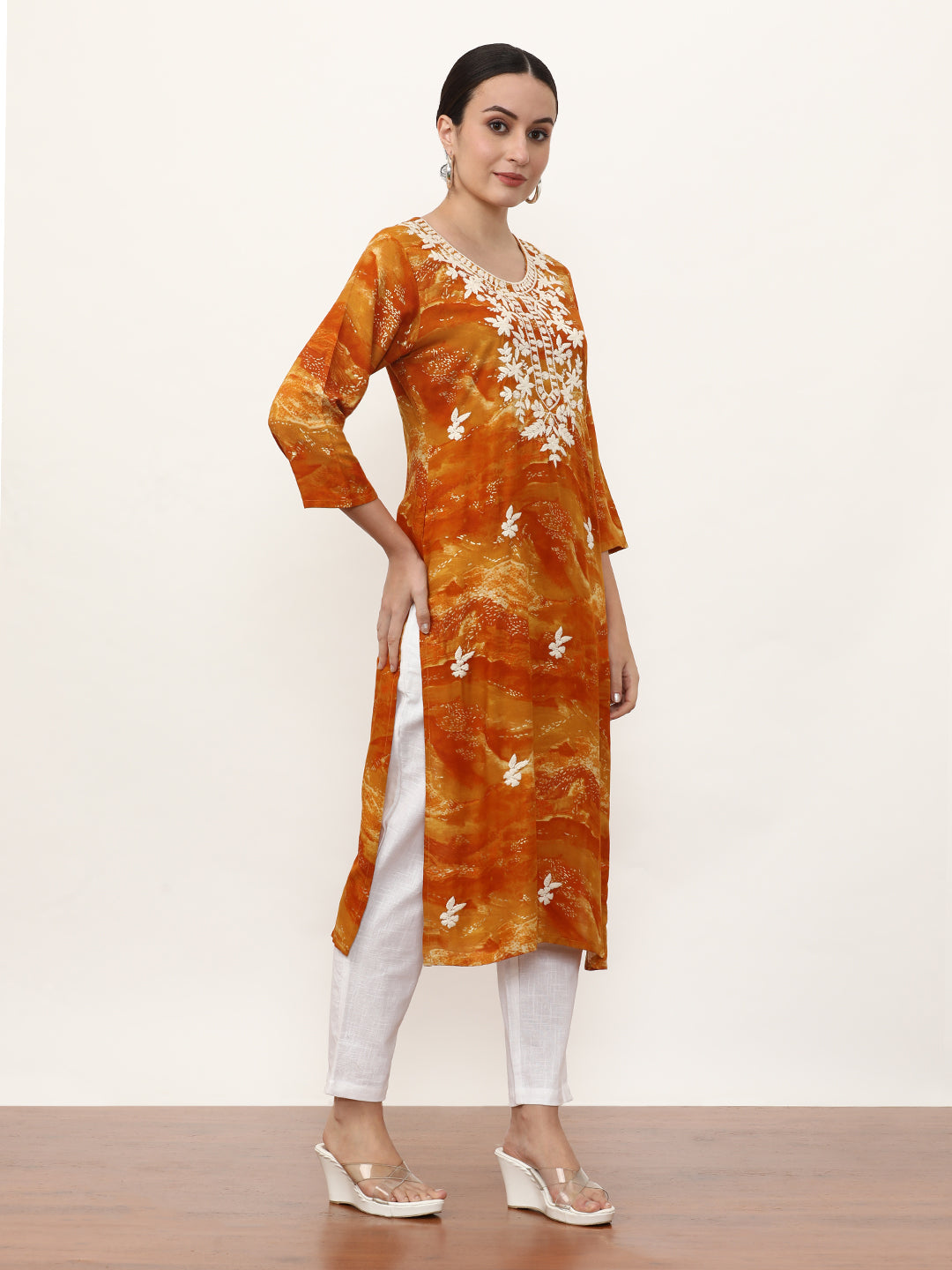 Embroidered Straight Floral Kurta