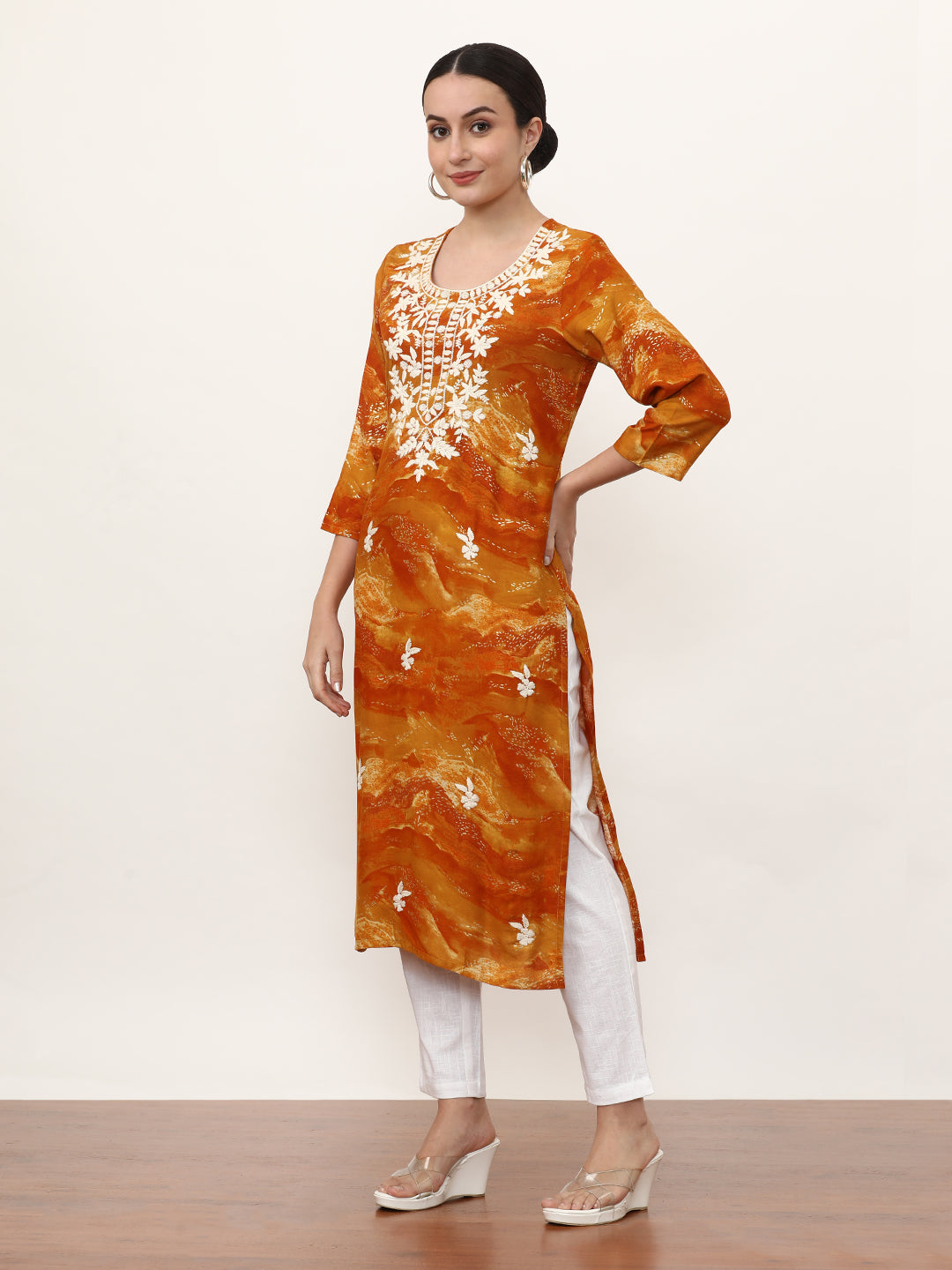 Embroidered Straight Floral Kurta